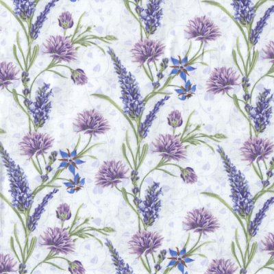 21120 Lavendel och andra blommor, tygbredd 110 cm