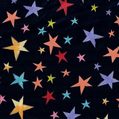 2735 färglada stjärnor, tygbredd 110 cm