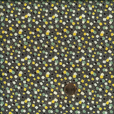2759, små fyrkanter i gult, tygbredd 110 cm