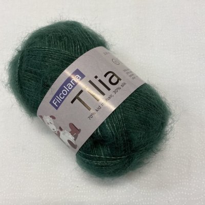 Tilia f. 124 grön, 70% Kidmohair, 30% silke 210m/25g nystan.