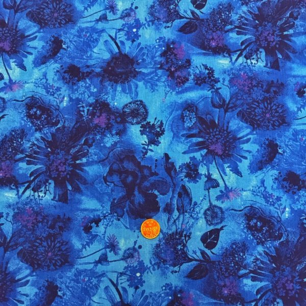2311 Blomster i blå toner, tygbredd 110 cm