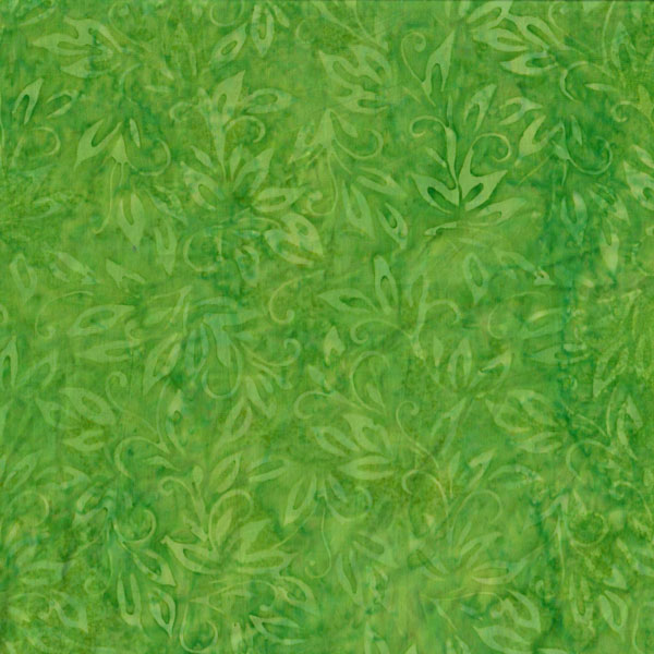 24106 Batik i grönt med löv, tygbredd 110 cm