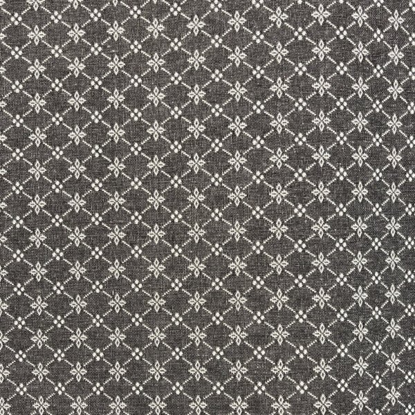 300165 grå bakgrund med blomma i romb, 55% bomull, 45% polyester, bredd 140 cm.