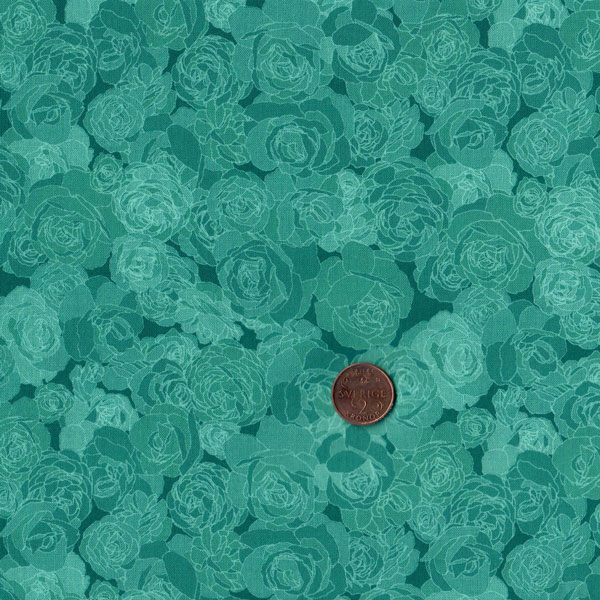2203, turkosa rosor, tygbredd 110 cm